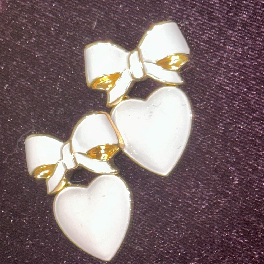 Bow and Heart pink Earrings